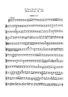 A Musical Joke. Divertimento – French Horns I-II Parts, K.522