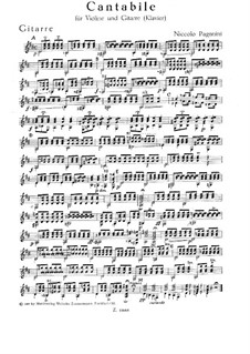 Cantabile for Violin and Guitar (or Piano), MS 109 Op.17