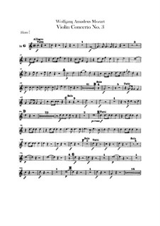 Violin Concerto No.3 in G Major – Horns Parts, K.216