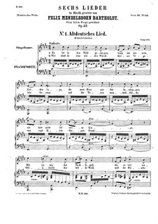 Six Songs, Op.57: Complete set by Felix Mendelssohn-Bartholdy