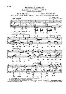 Tristan and Isolda. Isolde's Love-Death. Arrangement for Piano, WWV 90