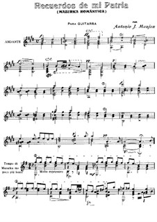 Mazurka Romantica 'Recuerdos de mi Patria': For guitar by Antonio Jimenez Manjón