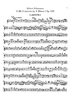 Cello Concerto in A Minor – Clarinets Parts, Op.129