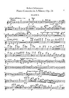 Piano Concerto in A Minor – Flutes Parts, Op.54