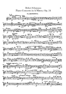 Piano Concerto in A Minor – Clarinets Parts, Op.54