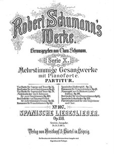 Ten Spanish Love Songs for Voices and Piano Four Hands, Op.138