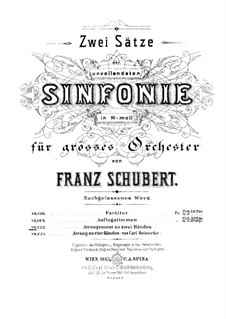 Symphony No.8 'Unfinished', for Piano, D.759
