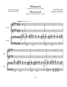 Malaguena for Piano Four-Hands, Simplified Version