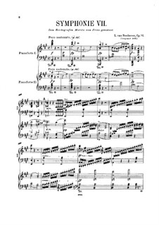 Symphony No.7, Movements I-II. Arrangement for Two Pianos Four Hands, Op.92