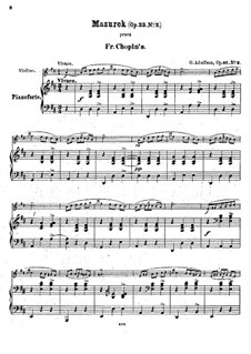 Mazurka No.2 in D Major. Arrangement for Violin and Piano, Op.33 No.2