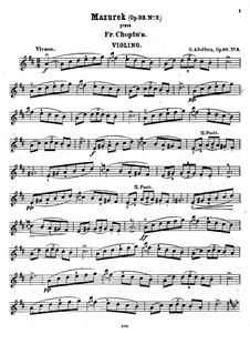 Mazurka No.2 in D Major. Arrangement for Violin and Piano – Violin Part, Op.33 No.3