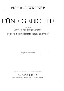Wesendonck Lieder. Angel's, for Voice and Piano, WWV 91