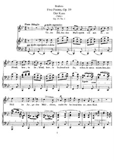 Five Poems, Op.19: Complete set by Johannes Brahms
