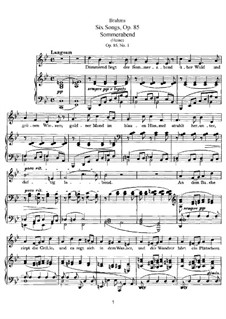 Six Songs, Op.85: Complete set by Johannes Brahms