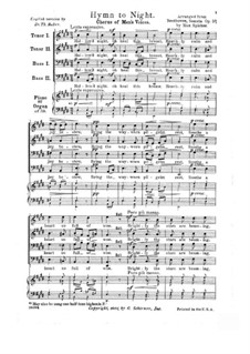 Hymn to Night, for Male Choir and Piano (or Organ) ad libitum, Op.57
