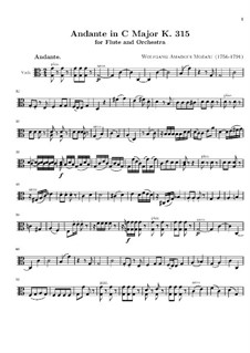 Andante in C Major for Flute and Orchestra – Viola Part, K.315
