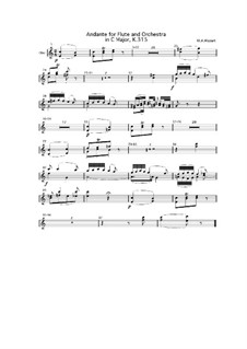 Andante in C Major for Flute and Orchestra – Parts, K.315