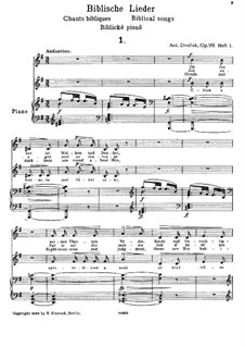Biblical Songs for Voice and Piano. Book I, B.185 Op.99 No.1-5