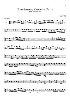 Brandenburg Concerto No.3 in G Major. Movement III – Viola I Part, BWV 1048