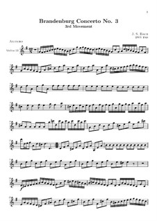 Brandenburg Concerto No.3 in G Major. Movement III – Violin III Part, BWV 1048