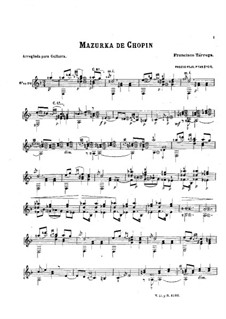 Mazurka No.4, for Guitar, Op.33