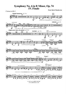 Symphony No.6, Movement IV - Clarinet in Bb 2 (Transposed Part), Op.74