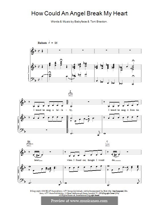 How Could An Angel Break My Heart By T. Braxton - Sheet Music On MusicaNeo