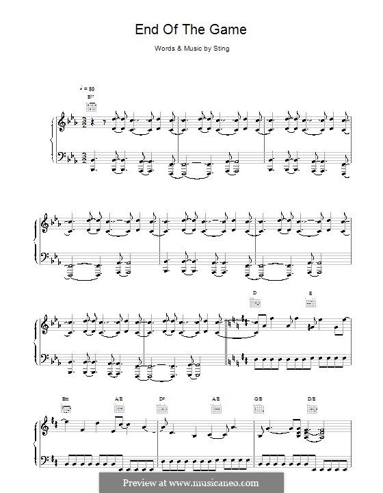 End of the Game: For voice and piano (or guitar) by Sting