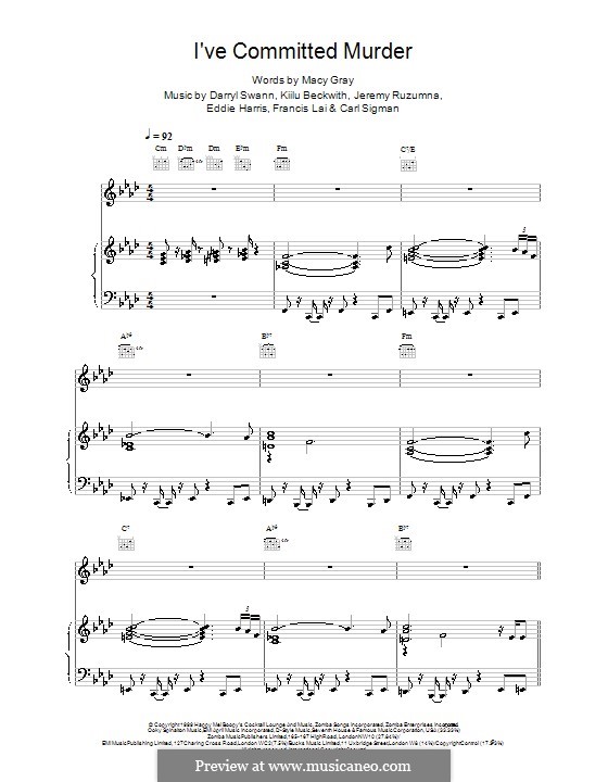 I've Committed Murder: For voice and piano (or guitar) by Macy Gray