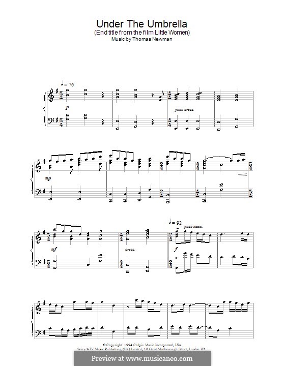 Under the Umbrella (End Title from Little Women): For piano by Thomas Newman