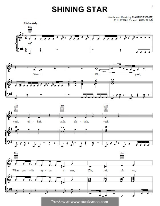 Shining Star (B Five): For voice and piano (or guitar) by Larry Dunn, Maurice White, Philip Bailey