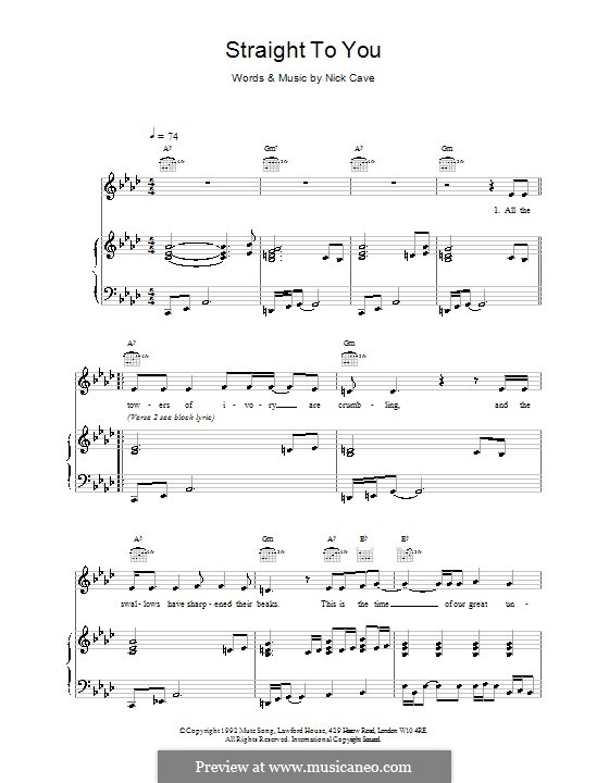 Straight to You: For voice and piano (or guitar) by Nick Cave