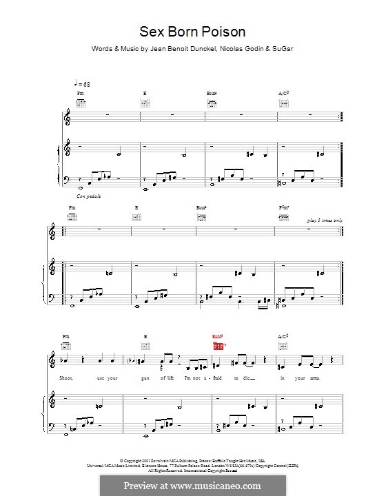 Sex Born Poison (Air): For voice and piano (or guitar) by Jean-Benoit Dunckel, Nicolas Godin