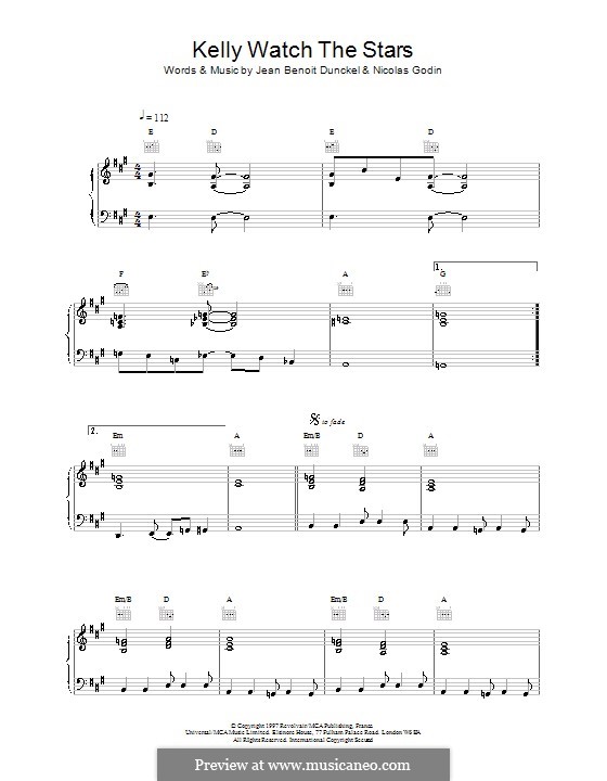 Kelly Watch the Stars (Air): For voice and piano (or guitar) by Jean-Benoit Dunckel, Nicolas Godin