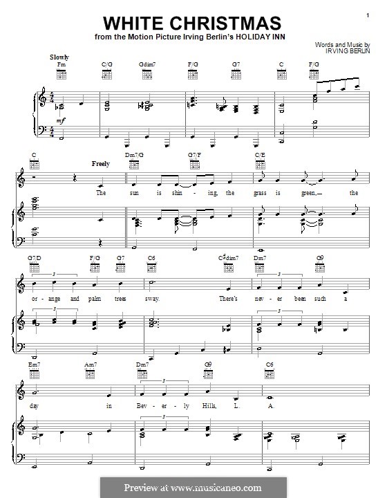 White Christmas: For voice and piano (or guitar) by Irving Berlin