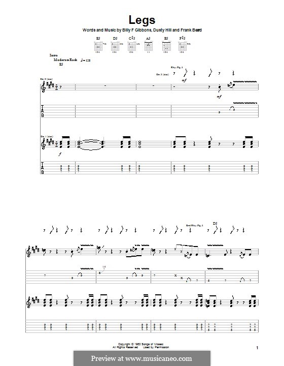 Legs (ZZ Top) by B.F. Gibbons, D. Hill, F.L. Beard on MusicaNeo