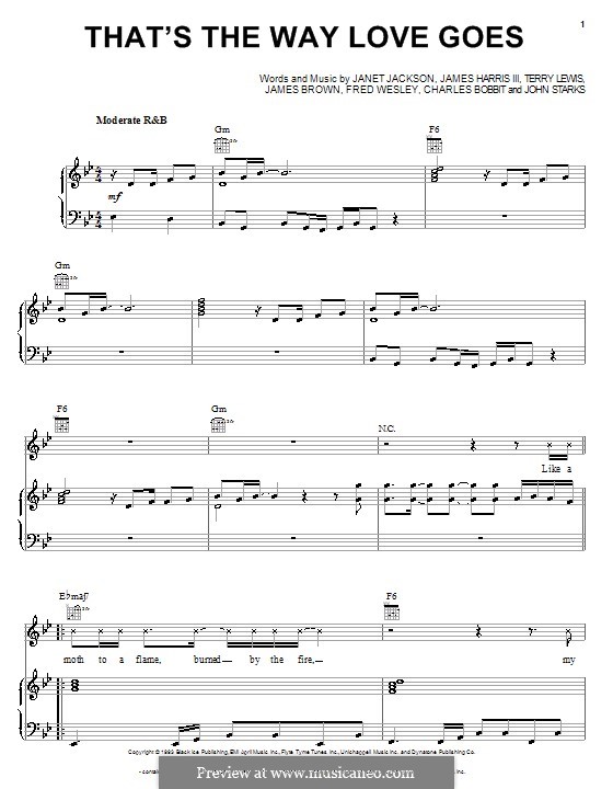 That's the Way Love Goes: For voice and piano (or guitar) by Charles Bobbitt, Fred Wesley, James Brown, James Samuel Harris III, Janet Jackson, John Starks, Terry Lewis