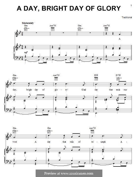 A Day, Bright Day of Glory: For voice and piano (or guitar) by folklore