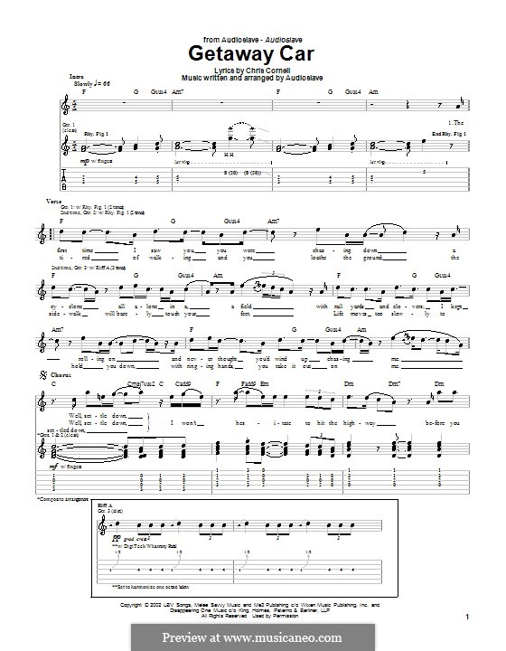 Getaway Car (Audioslave) by C. Cornell sheet music on