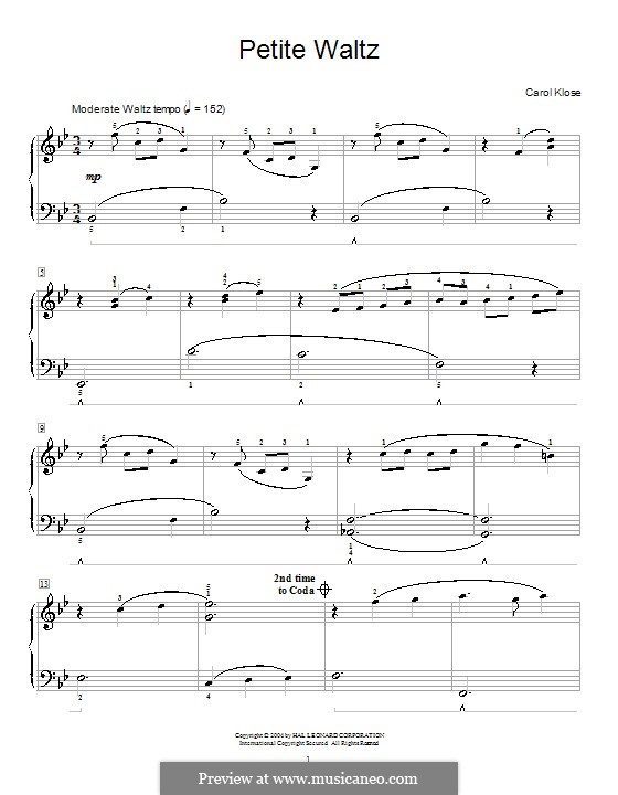Petite Waltz: For piano by Carol Klose