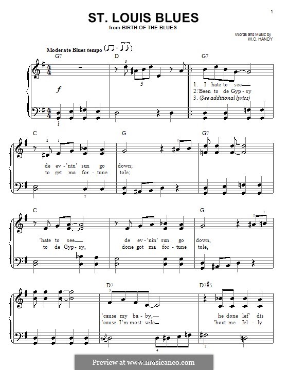 St. Louis Blues by W.C. Handy - sheet music on MusicaNeo