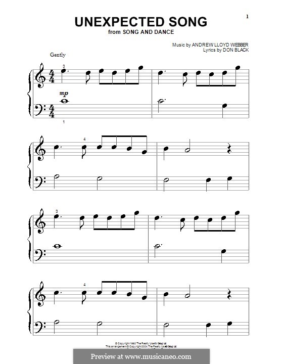Unexpected Song (Song and Dance) by A.L. ber sheet music on MusicaNeo