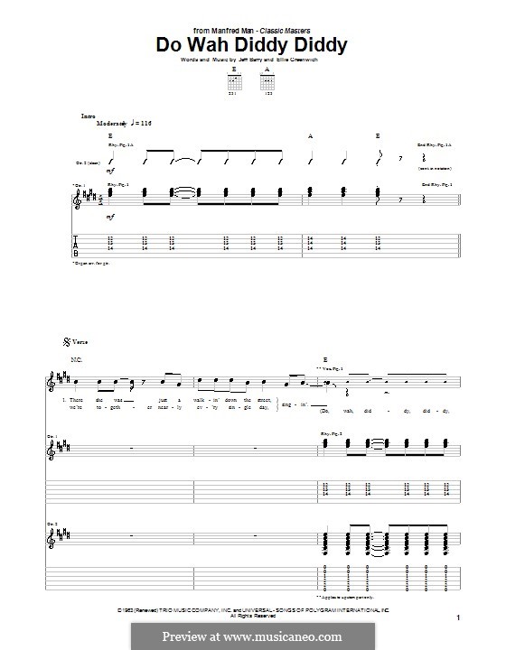 Do Wah Diddy Diddy (Manfred Mann) by E. Greenwich, J. Barry on MusicaNeo