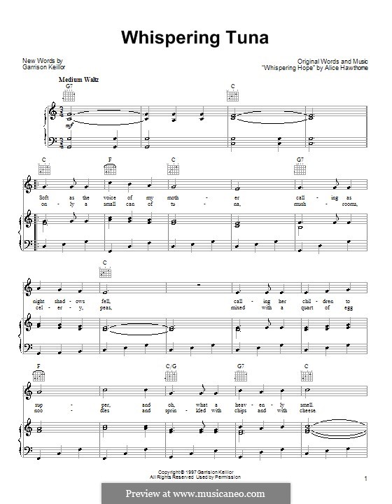 Whispering Tuna: Für Stimme und Klavier (oder Gitarre) by Alice Hawthorne