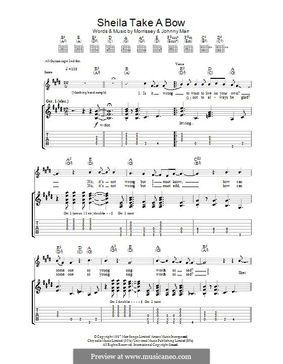 Sheila Take a Bow (The Smiths): Für Gitarre mit Tabulatur by Morrissey, Johnny Marr
