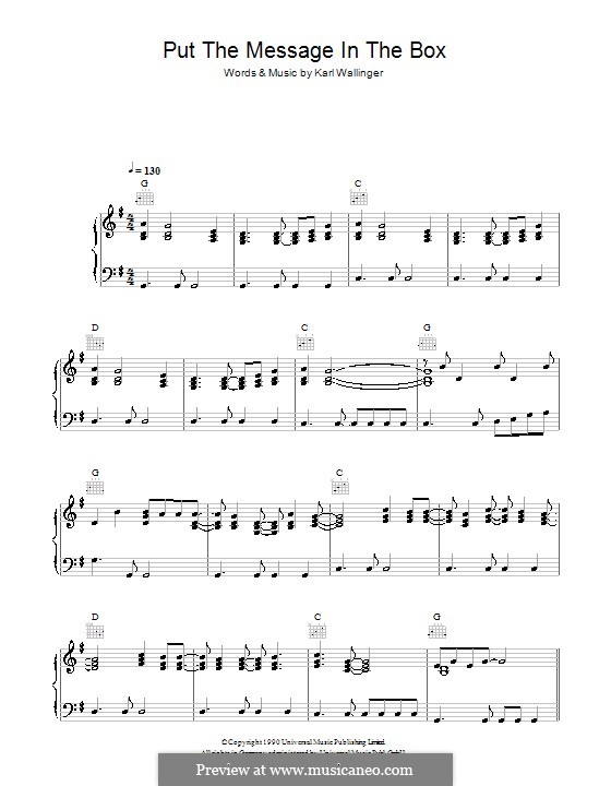 Put the Message in the Box (World Party): Für Stimme und Klavier (oder Gitarre) by Karl Wallinger