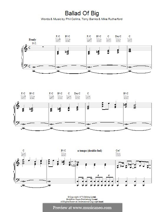 Ballad of Big (Genesis): Für Stimme und Klavier (oder Gitarre) by Tony Banks, Mike Rutherford, Phil Collins