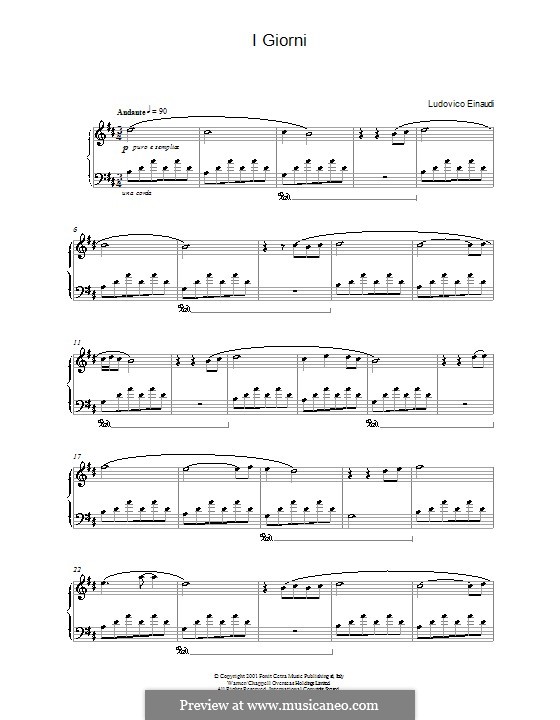 I Giorni: Für Klavier by Ludovico Einaudi