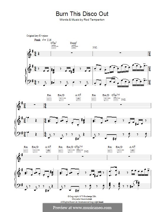 Burn This Disco Out (Michael Jackson): Für Stimme und Klavier (oder Gitarre) by Rod Temperton