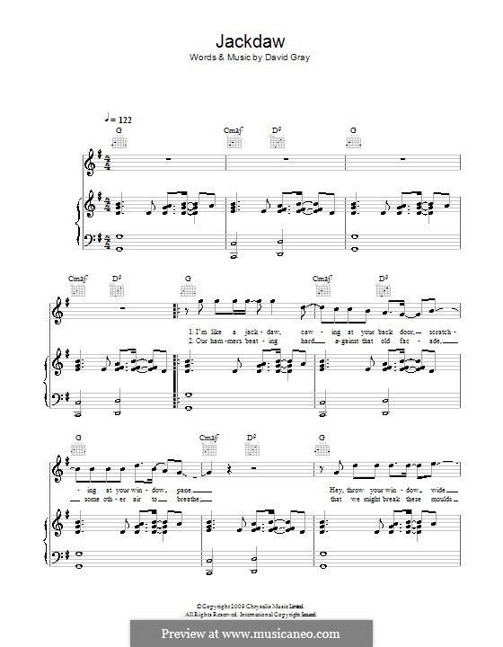 Jackdaw: Für Stimme und Klavier (oder Gitarre) by David Gray